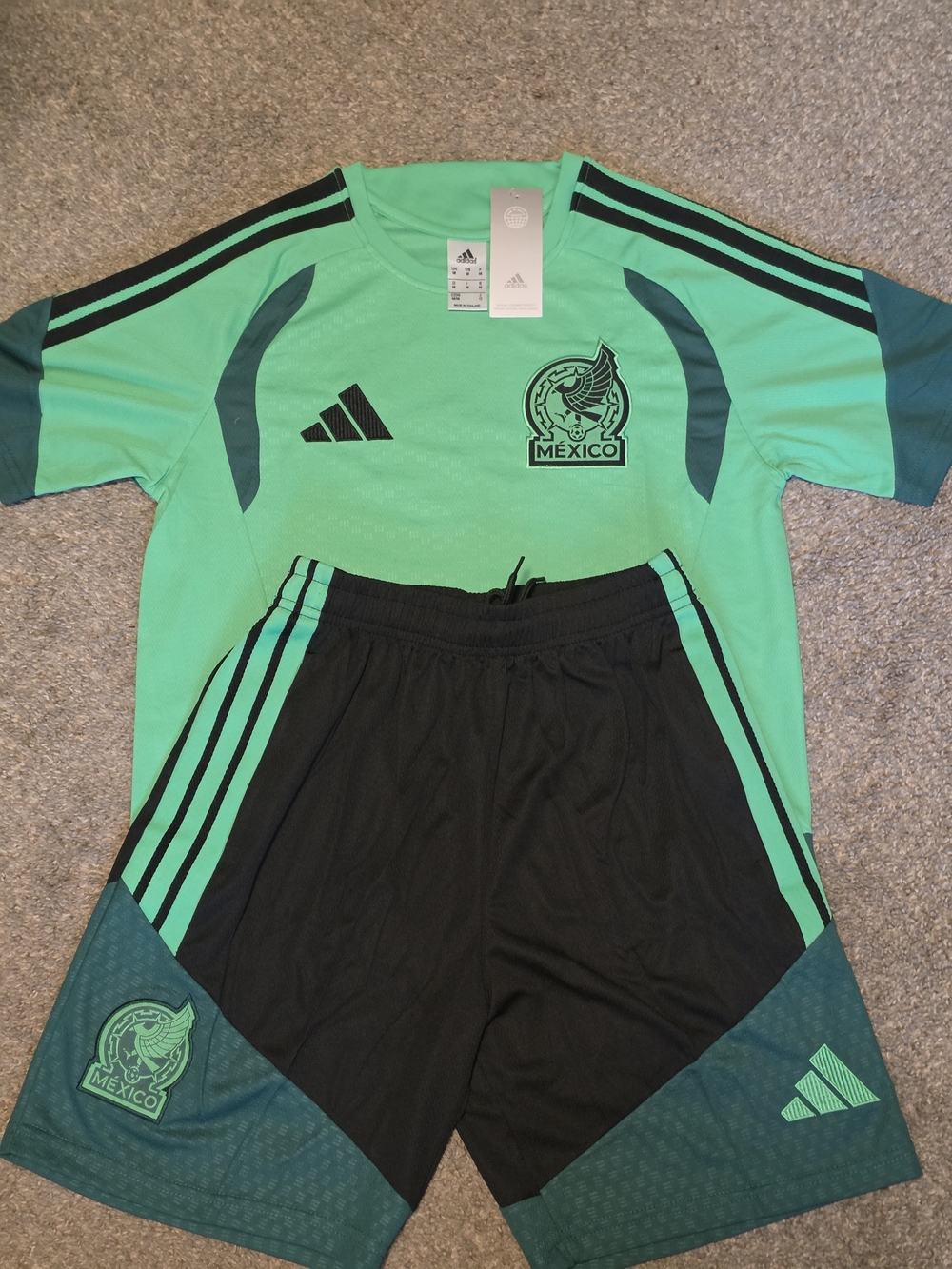 Mexico Soccer Jersey and Shorts in Mint Green and Black